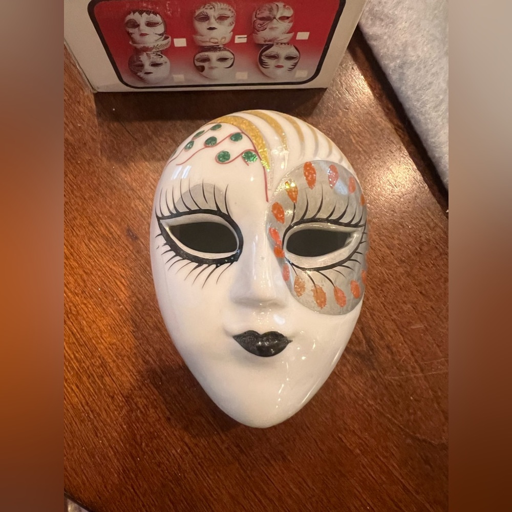 Vintage Miniature Carnevale Mask Trinket Box